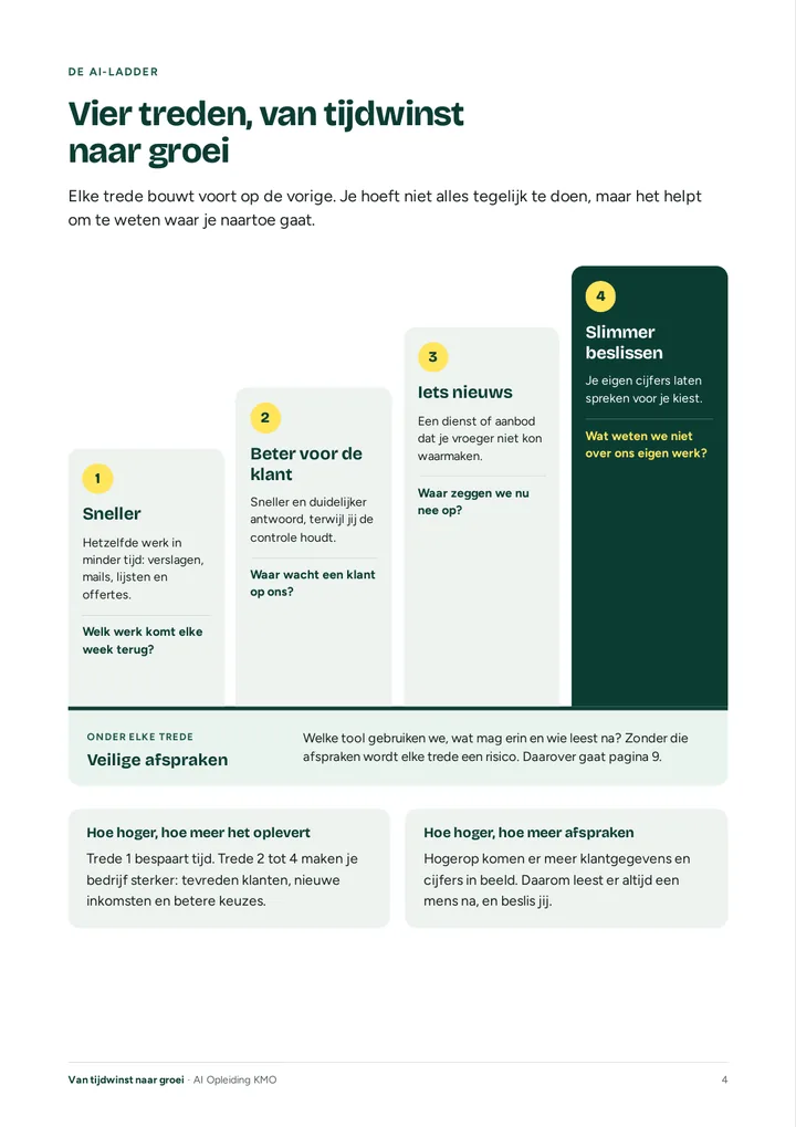 Pagina uit het e-book met de AI-ladder in vier treden